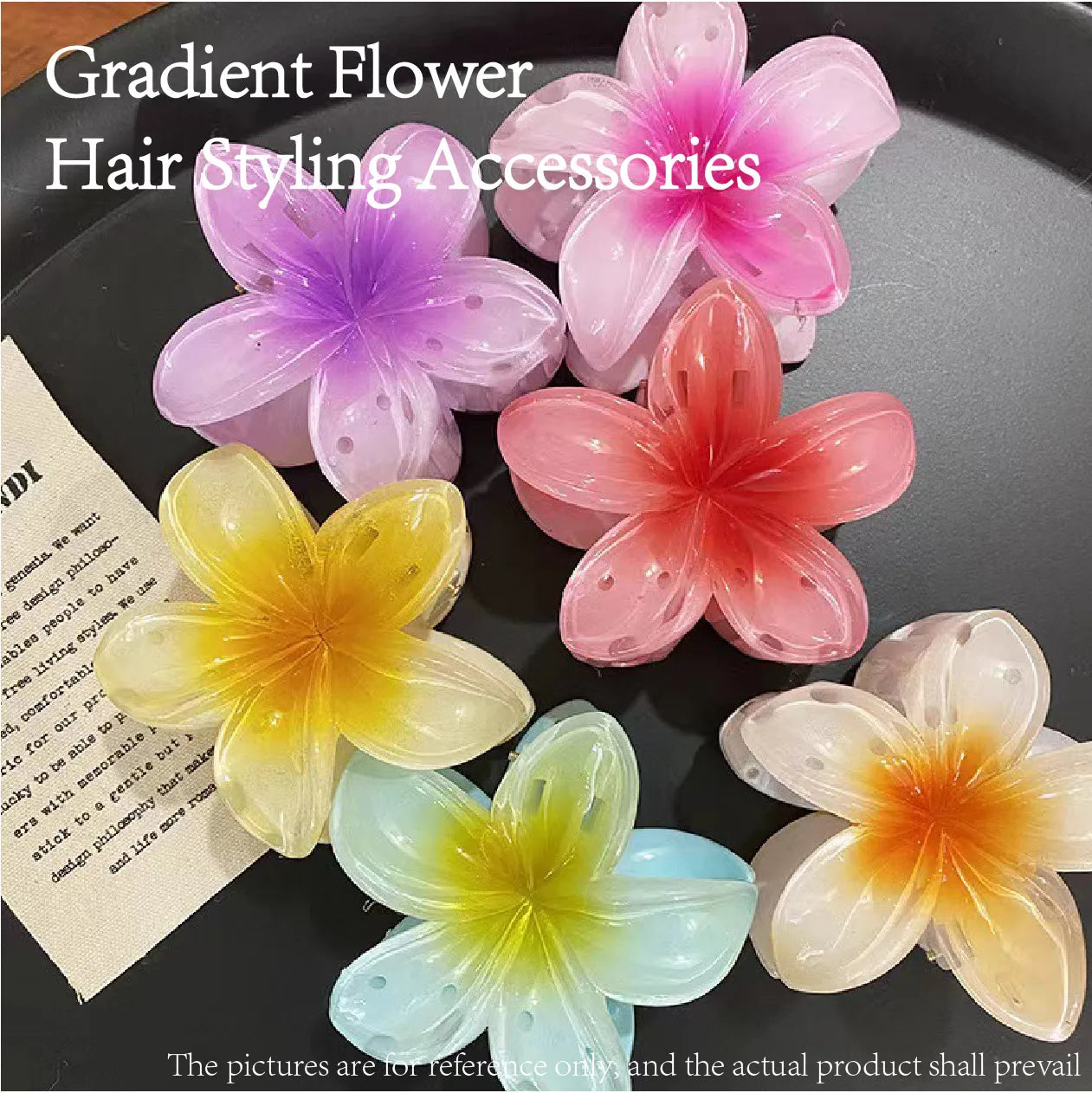 Six colors Gradient Flower Hair Styling Accessories Set Beach Style Hairpins Flower Claw Clips Hawaiian Style
