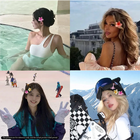 Six colors Gradient Flower Hair Styling Accessories Set Beach Style Hairpins Flower Claw Clips Hawaiian Style